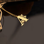 925 Sterling Silver Spider And Web With Initial Necklace