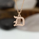 925 Sterling Silver Old English Inital Necklace