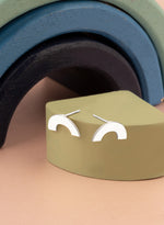 925 Sterling Silver Semi Circle Stud Earrings