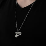 925 Sterling Silver Half Oxidized Chain Gun Necklace