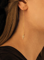 925 Sterling Silver Threader Cross Dangle Earring