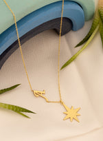 925 Sterling Silver Initial Pole Star Necklace