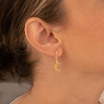 925 Sterling Silver Enamel Dainty Moon Earring