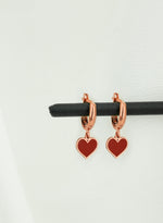 925 Sterling Silver Red Heart Earring 398
