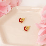 925 Sterling Silver Enamel Heart Studs
