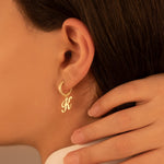 925 Sterling Silver Dangle Initial Earring 95