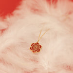 925 Sterling Silver Enamel Red Rose Necklace