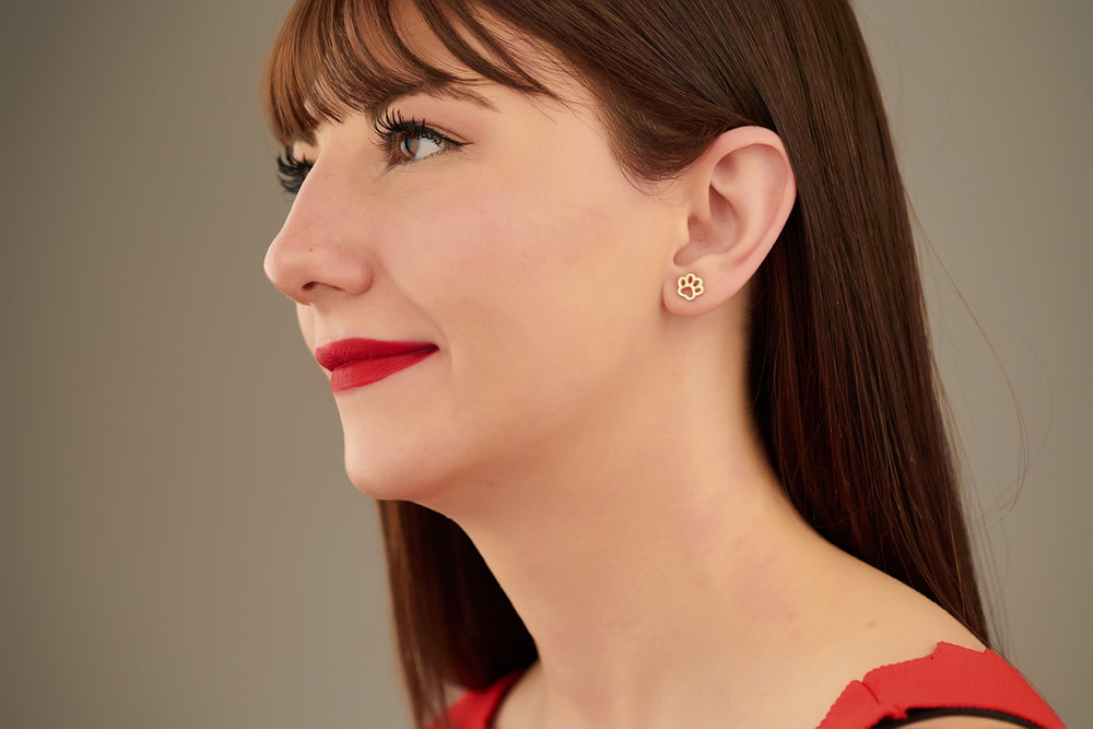 925 Sterling Silver Paw Earrings
