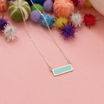 925 Sterling Silver Enamel Rectangle Bar Necklace