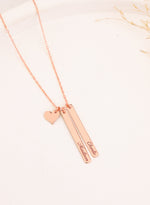925 Sterling Silver Two Bar And Heart Necklace
