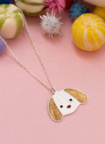 925 Sterling Silver Enamel Cute Dog Necklace