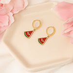 925 Sterling Silver Watermelon Hoop Earrings