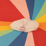 925 Sterling Silver Circle Transgender Flag Necklace