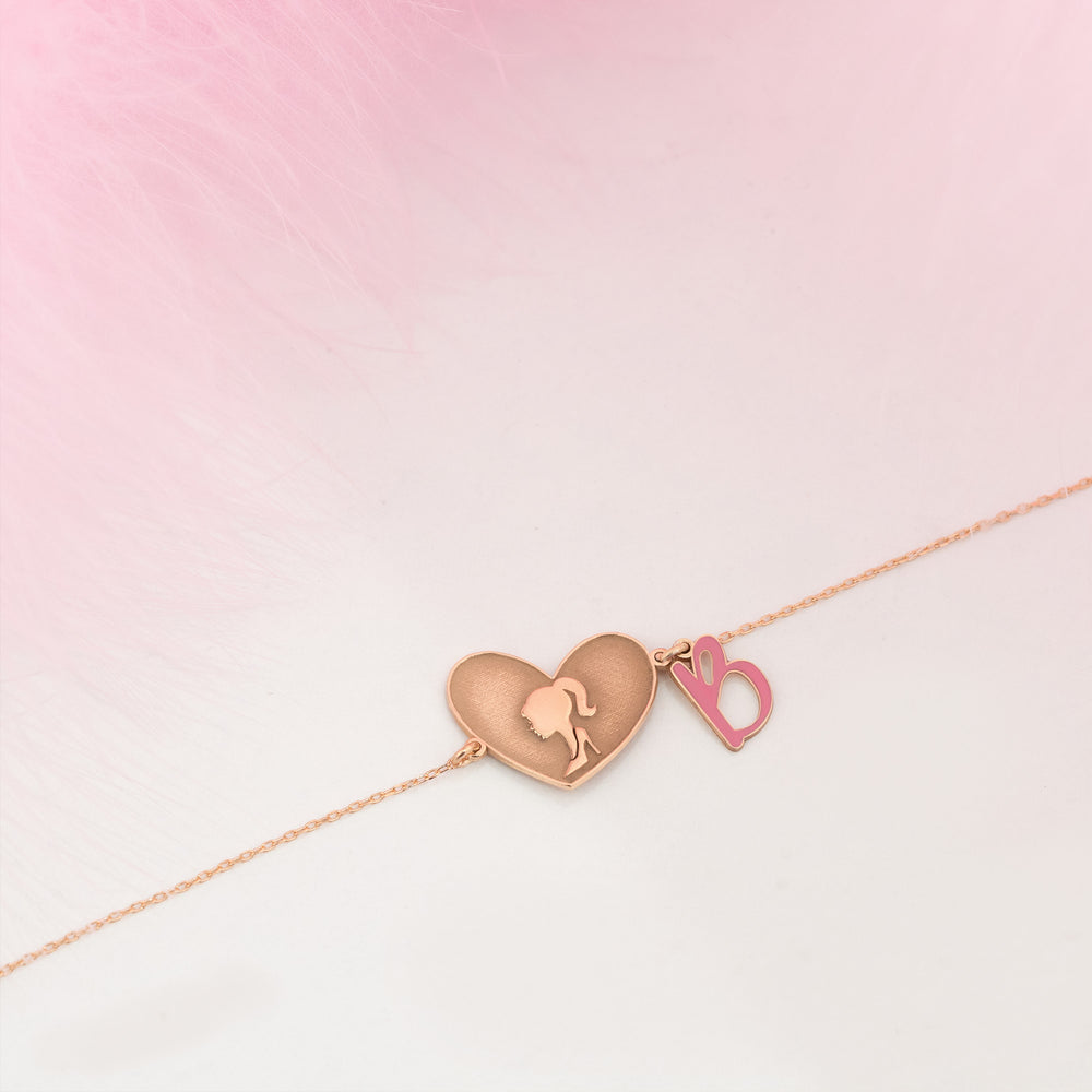 925 Sterling Silver Barbie Initial Bracelet