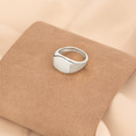 925 Sterling Silver Domed Rectangle Bar Signet Ring