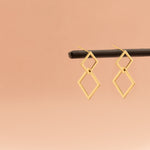 925 Sterling Silver Dangle Double Square Earrings