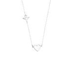925 Sterling Silver Heart And Plane Necklace