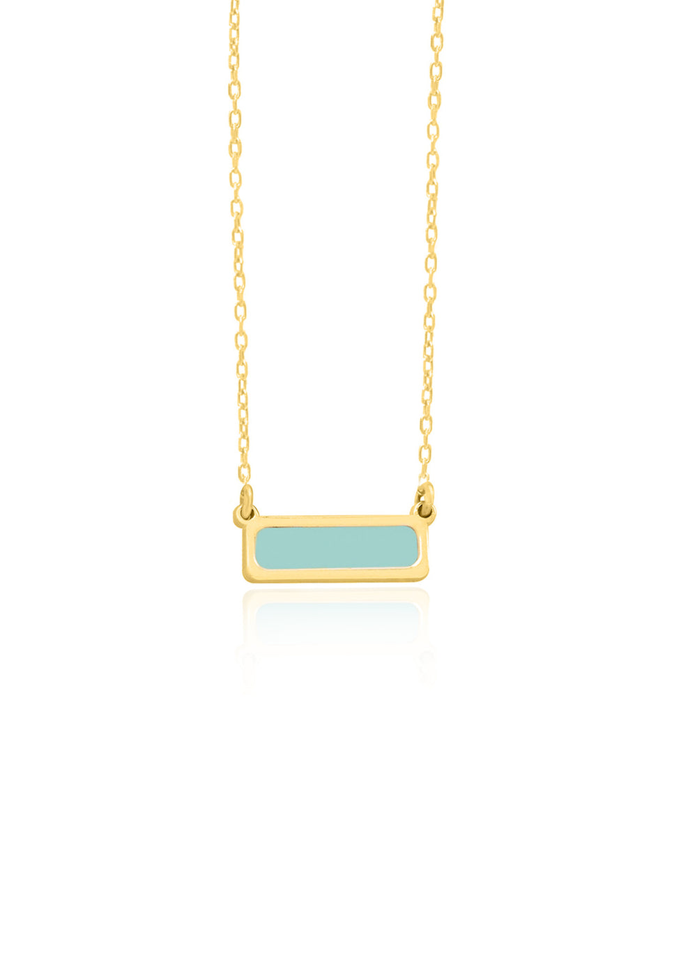 925 Sterling Silver Enamel Rectangle Bar Necklace