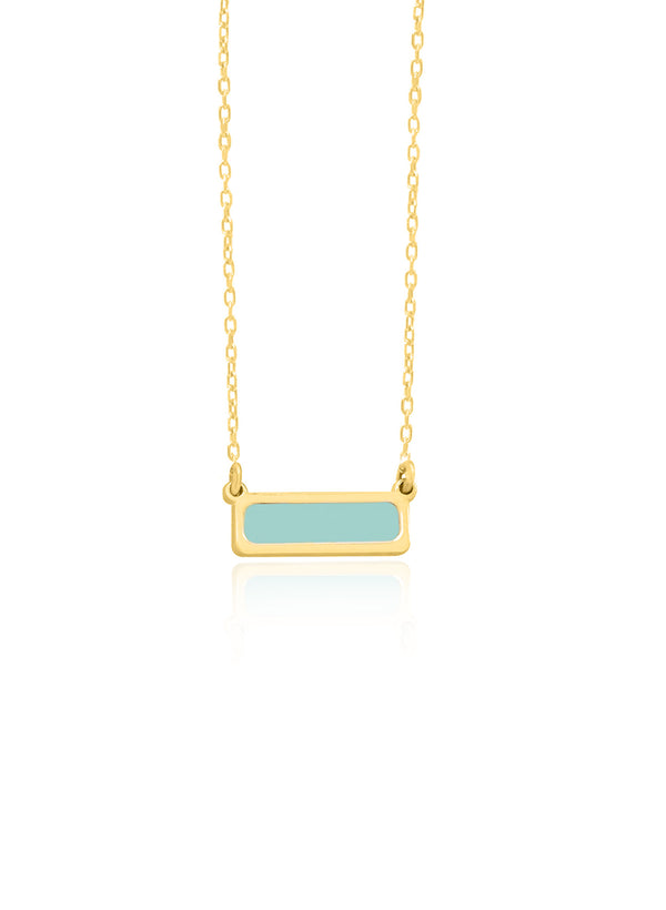 925 Sterling Silver Enamel Rectangle Bar Necklace