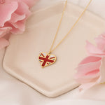 925 Sterling Silver Usa Flag Heart Enamel Necklace