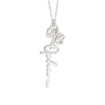 925 Sterling Silver Birth Flower Name Necklace Vertical