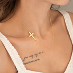 925 Sterling Silver Sideways Cross Necklace,