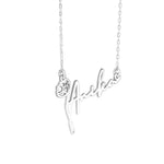 925 Sterling Silver Birth Flower Name Necklace Horizontal