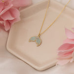 925 Sterling Silver Whale Tail Necklace Mother Of Pearl Embroidered