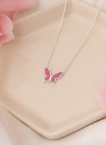 925 Sterling Silver Enamel Butterfly Necklace