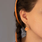 925 Sterling Silver Enamel Pumpkin Earrings,