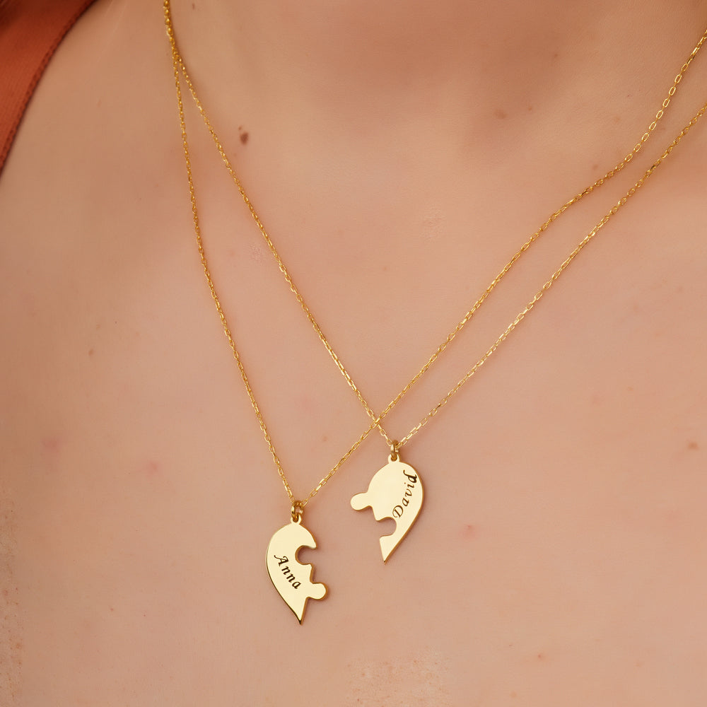 925 Sterling Silver Heart Puzzle Name Necklace