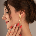 925 Sterling Silver Two Dangling Spider From Web Stud Earrings