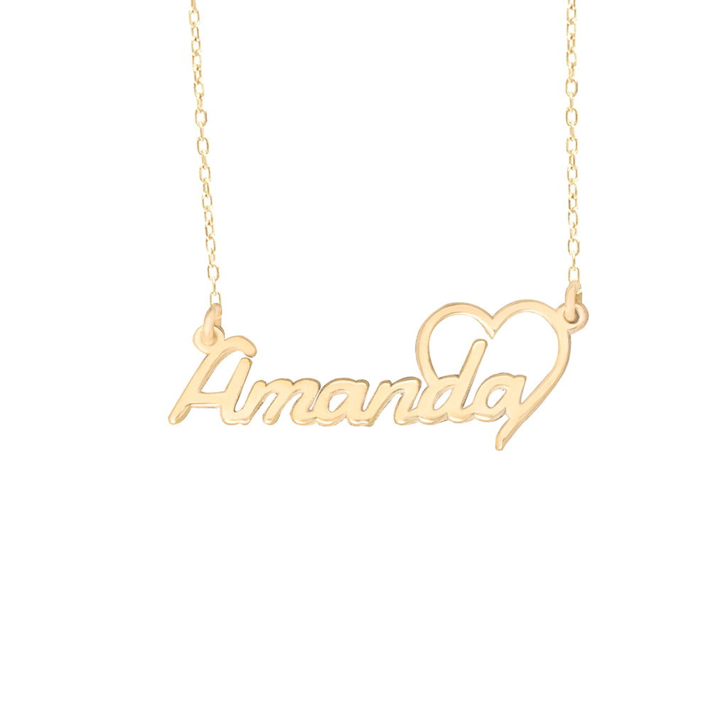 925 Sterling Silver Name With Heart Necklace