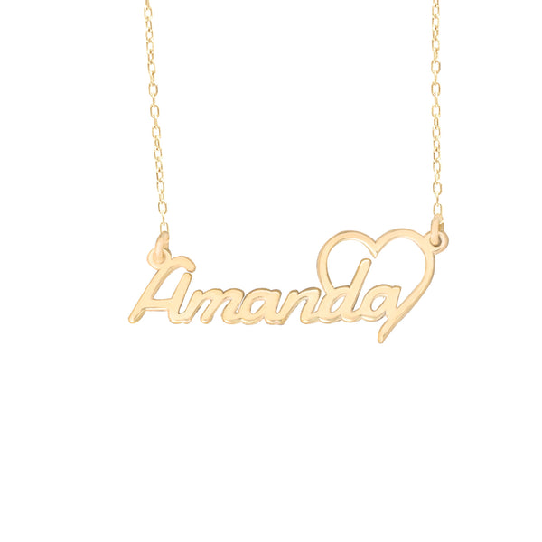 925 Sterling Silver Name With Heart Necklace