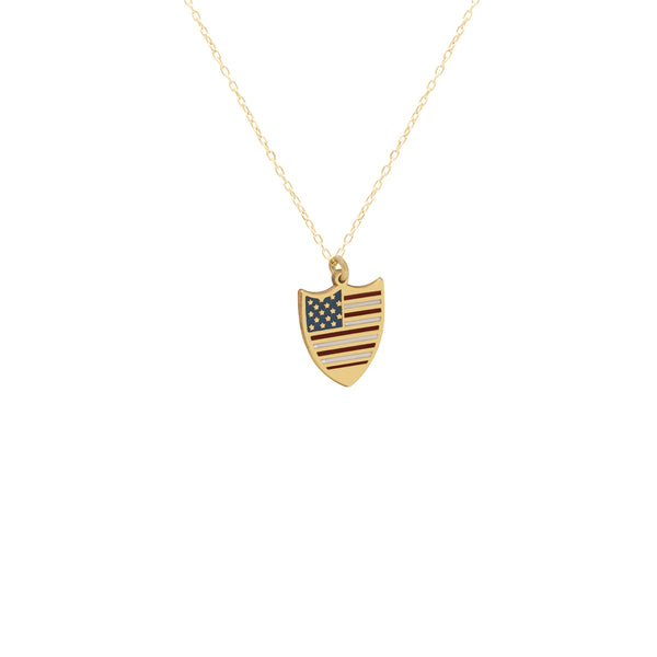 925 Sterling Silver Usa Flag Enamel Necklace