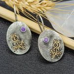 925 Sterling Silver Birth Flower Earrings With Birth Stones