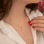 925 Sterling Silver Birth Flower Name Necklace Vertical