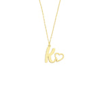 925 Sterling Silver Initial Necklace With Heart