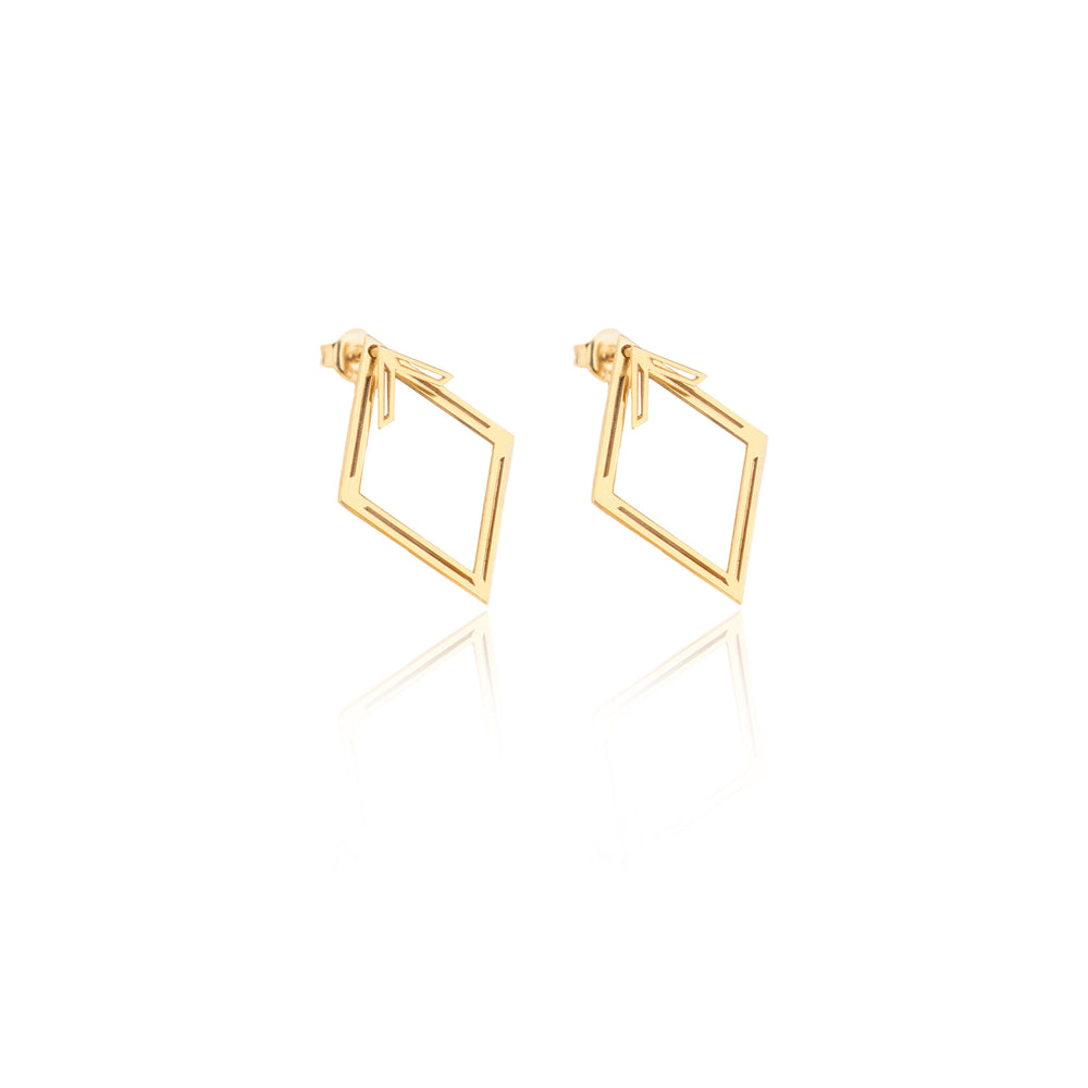 925 Sterling Silver Diamond Shape Ear Jacket Earrings