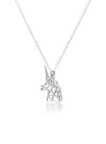 925 Sterling Silver Origami Unicorn Necklace