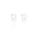 925 Sterling Silver Double Heart Drop Earrings