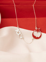 925 Sterling Silver 100. Yıl Necklace Atatürk Silüetli Crescent & Star