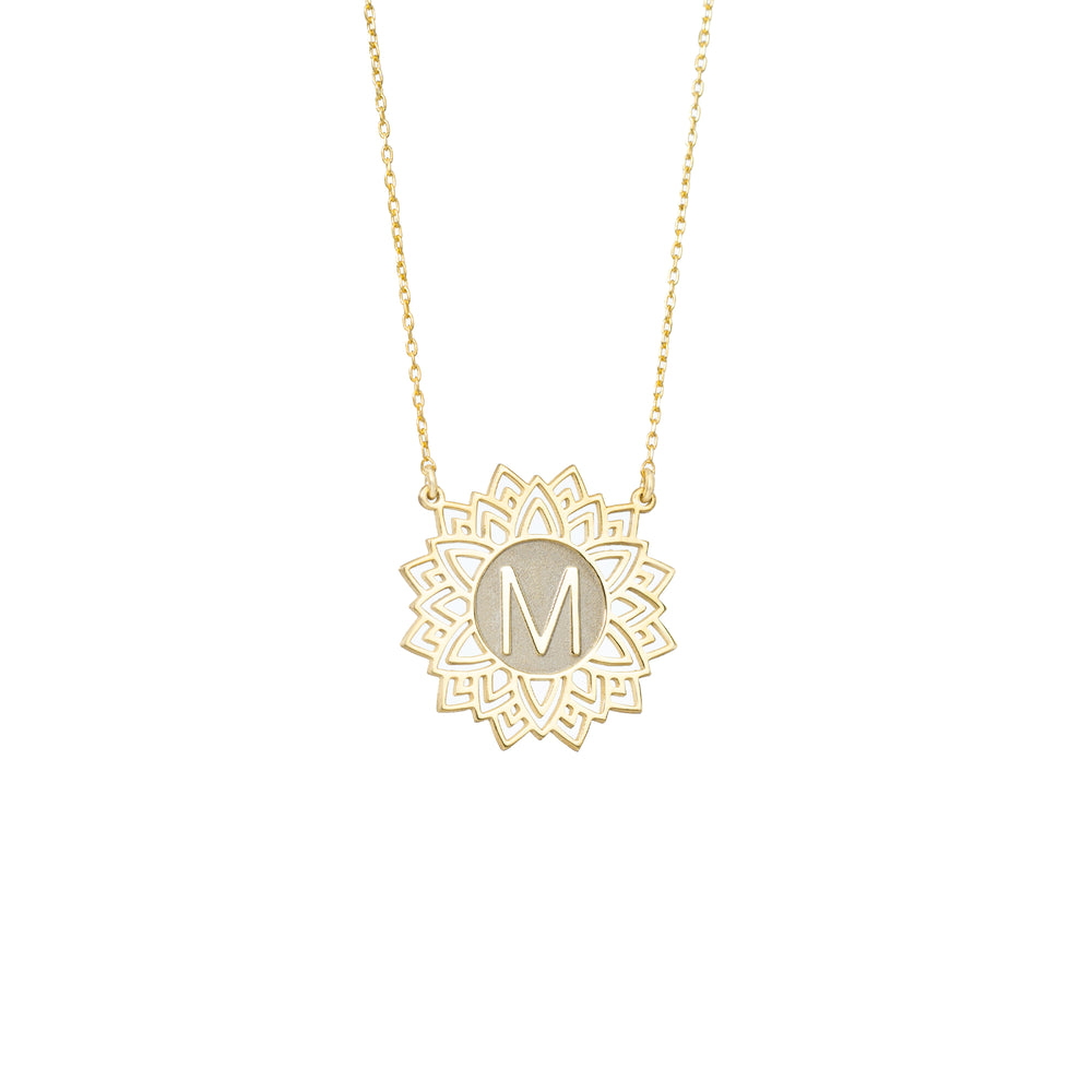 925 Sterling Silver Lotus Necklace With Letter