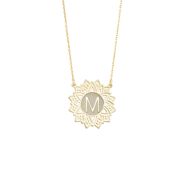 925 Sterling Silver Lotus Necklace With Letter