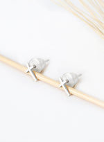 925 Sterling Silver Catholic Cross Stud Earring