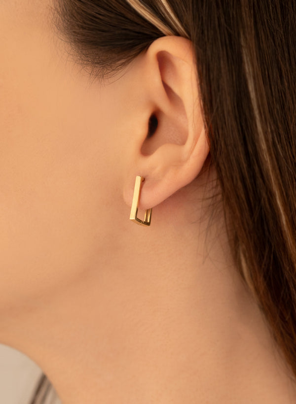 925 Sterling Silver Minimalist Rectangle Hoop Earrings