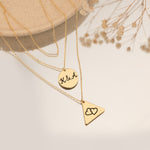 925 Sterling Silver Three Layer Couple Initials Necklace