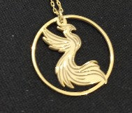 925 Sterling Silver Round Circle Anka Kuşu Necklace