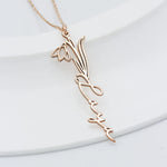 925 Sterling Silver Birth Flower Name Necklace