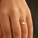 925 Sterling Silver Initial Heart Open Ring